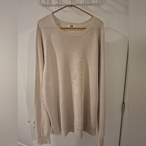 Uniqlo Men's Relaxed Fit Linen & Cotton Ivory/Beige Crewneck Sweater (Size L)